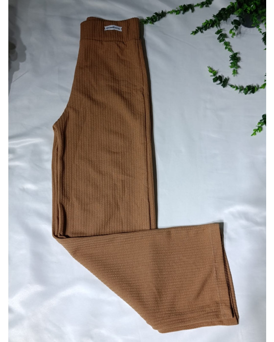 Fitilli Çizgili Ispanyol Paça Yüksek Bel Dayanıklı Tayt Pantalon